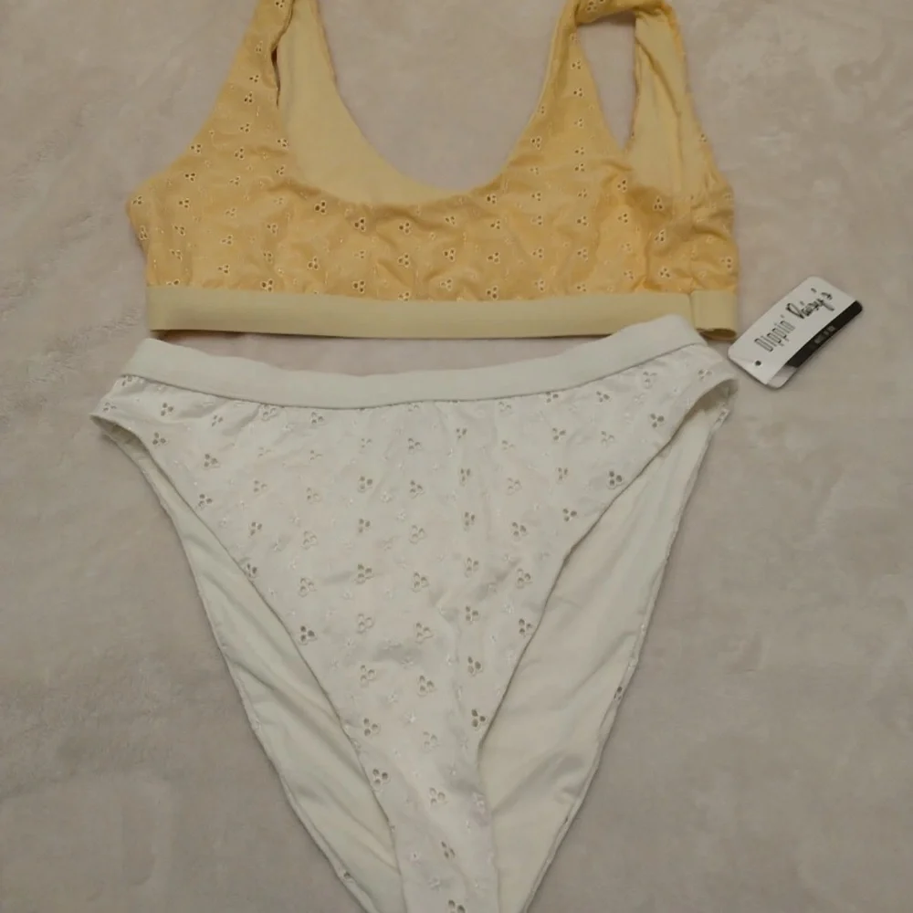 Dippin' Daisy's Yellow and White Embroidered Eyelet Bikini